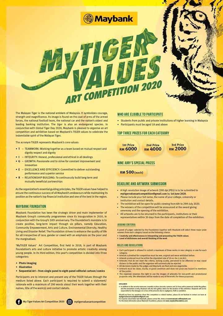 THE THIRD EDITION OF THE MyTIGER VALUES ART COMPETITION IS BACK &amp; OPEN FOR APPLICATION!